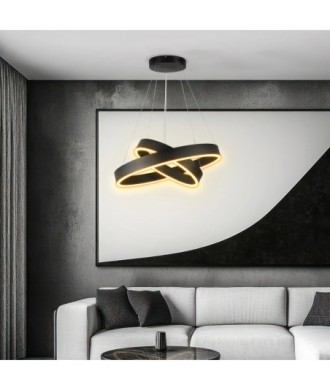 kelvo® VENOM 61185-DECO Μοντέρνο Κρεμαστό Φωτιστικό Οροφής LED 75W 8818lm 120° AC 220-240V IP20 Ρυθμιζόμενο Λευκό CCT με Χειριστήριο από 2700K έως 6000K Dimmable - Lumileds SMD Chip - Μαύρο Ματ - Μ60 x Π60 x Υ40cm - 3 Χρόνια Εγγύηση